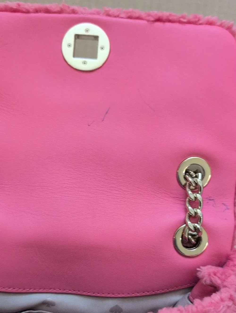 Kate Spade Natalia Faux Fur Small Flap Crossbody Shoulder Bag Pink Purse